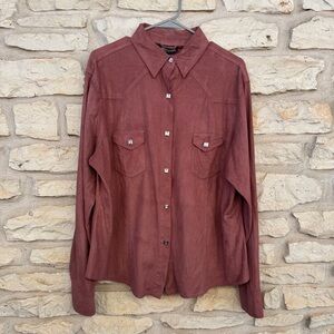 Women's Coral Salmon Western Snap Button-Down Shirt